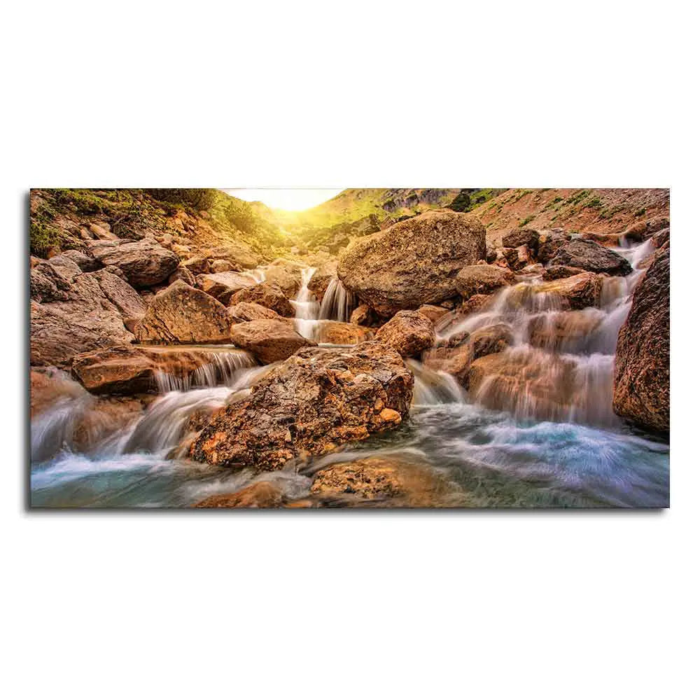 Premium Canvas Wall Painting of Waterfall at Sunrise DECORMANTRA