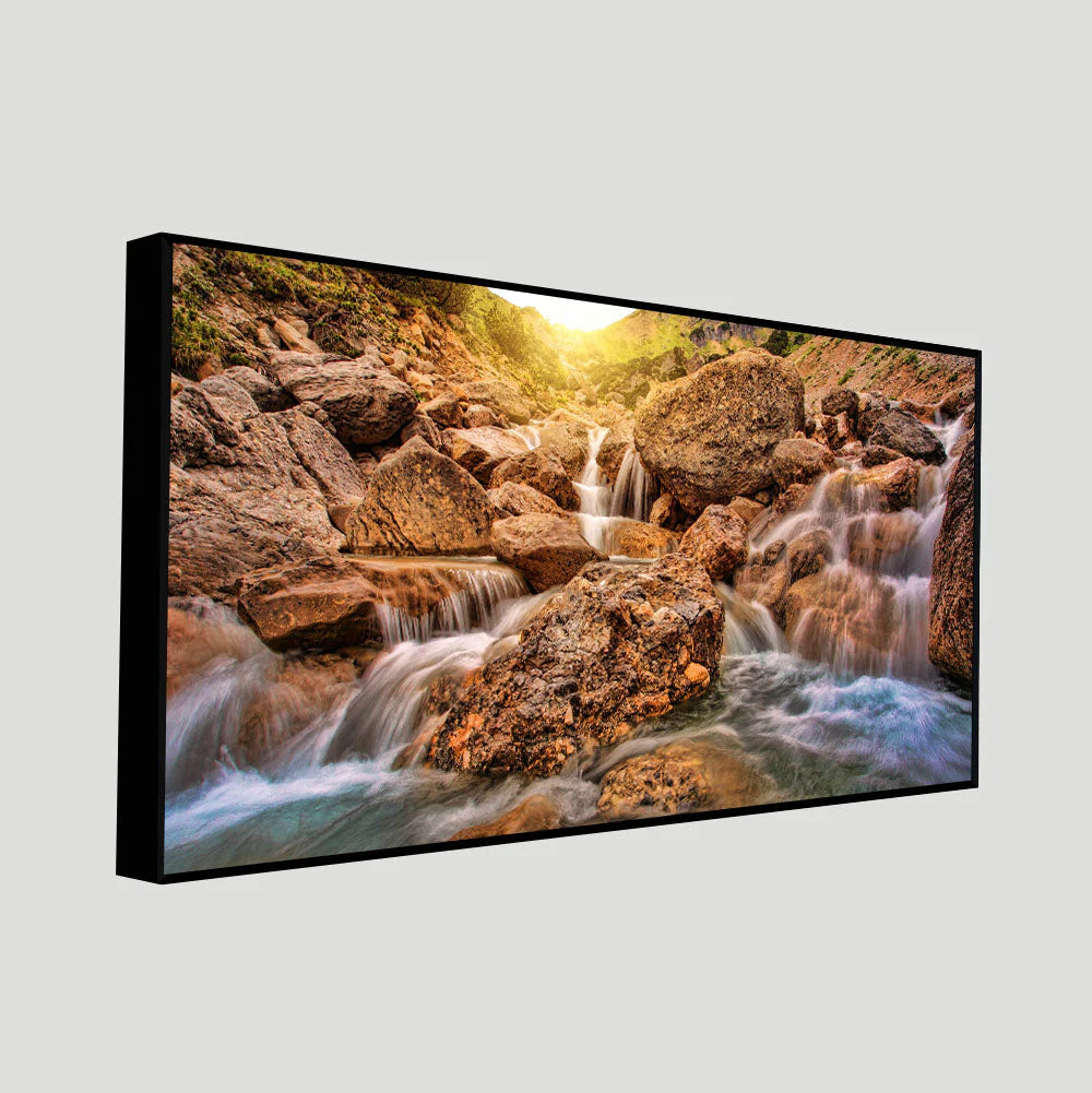 Premium Canvas Wall Painting of Waterfall at Sunrise DECORMANTRA