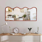 Premium Decorative Full Body Wall Mirror for Dressing Room with Red Wooden Finish - Decor Mantra 