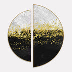 Premium Gold Glitter Particles on Black Background Semi Circle Frames Set Of 2 Decor Mantra