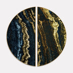 Premium Gold and Black Layered Marble Textured Semi Circle Frames Set Of 2 Decor Mantra