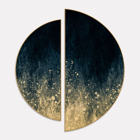 Premium Golden Splash Art Semi Circle Frames Set Of 2