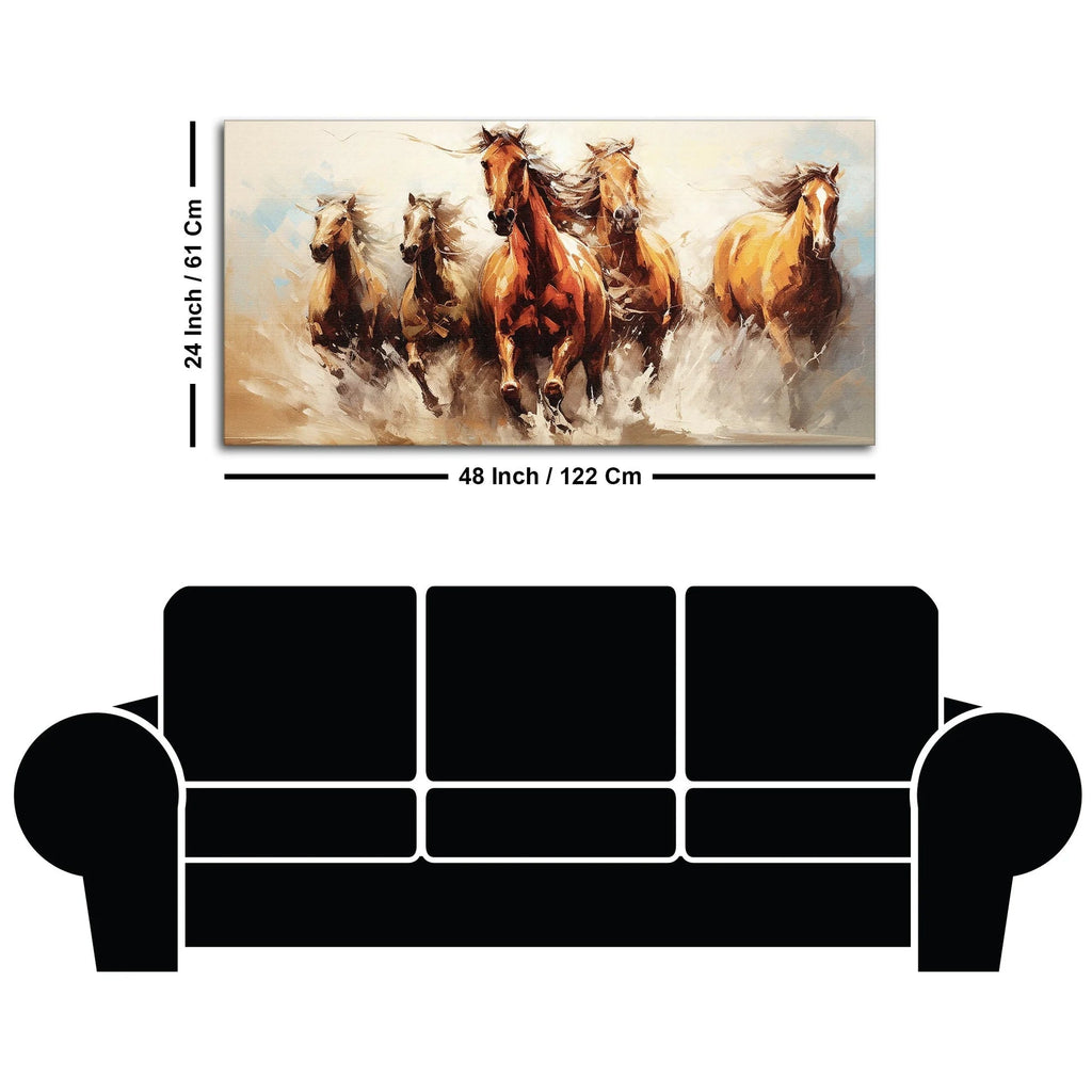 Premium Painting of Running Horse Canvas Wall Painting DECORMANTRA