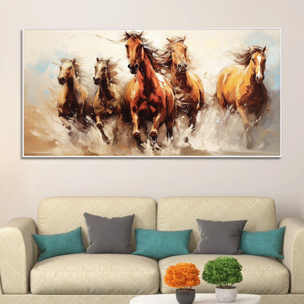 Premium Painting of Running Horse Canvas Wall Painting DECORMANTRA