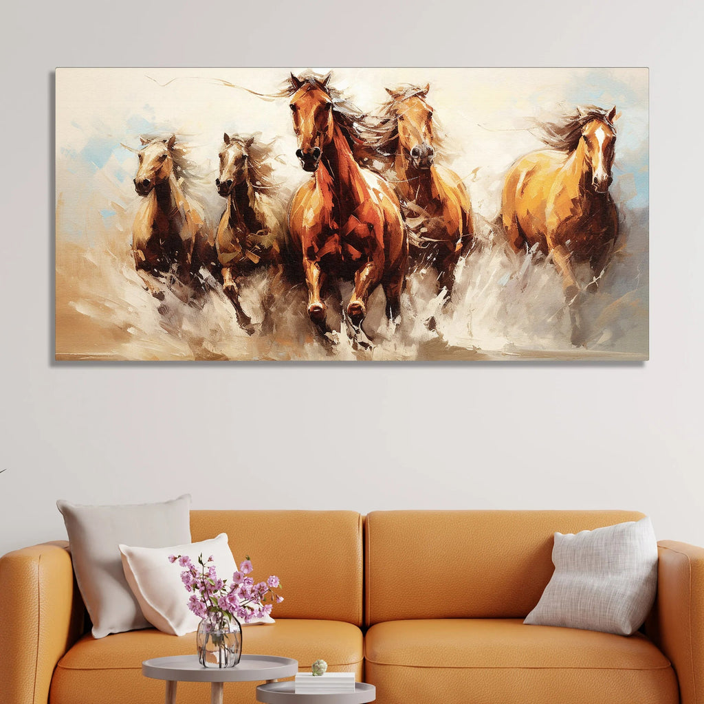 Premium Painting of Running Horse Canvas Wall Painting DECORMANTRA