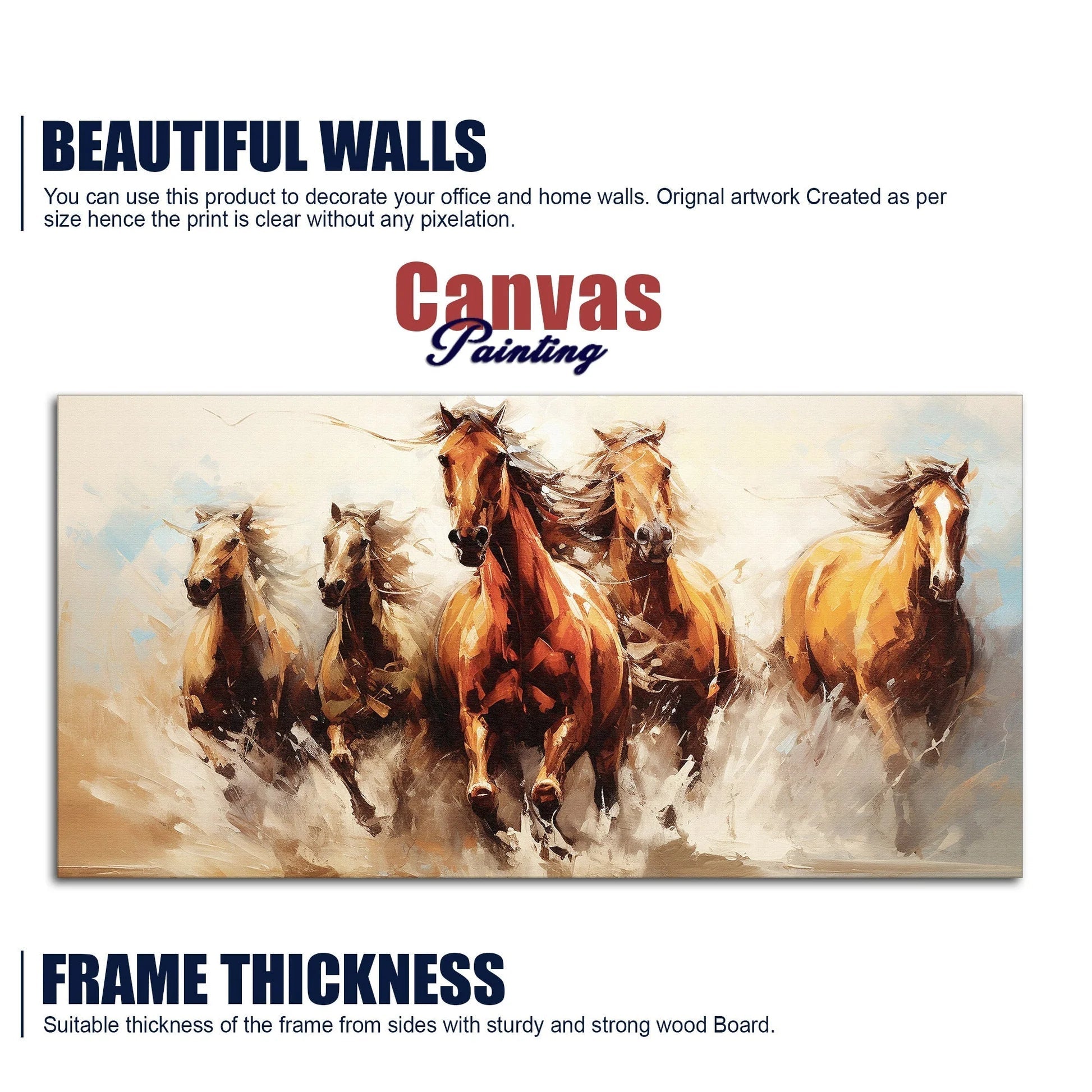 Premium Painting of Running Horse Canvas Wall Painting DECORMANTRA