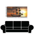 Premium Wall Painting of 3D Sailing Ship in Sunset DECORMANTRA