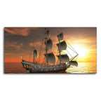 Premium Wall Painting of 3D Sailing Ship in Sunset DECORMANTRA