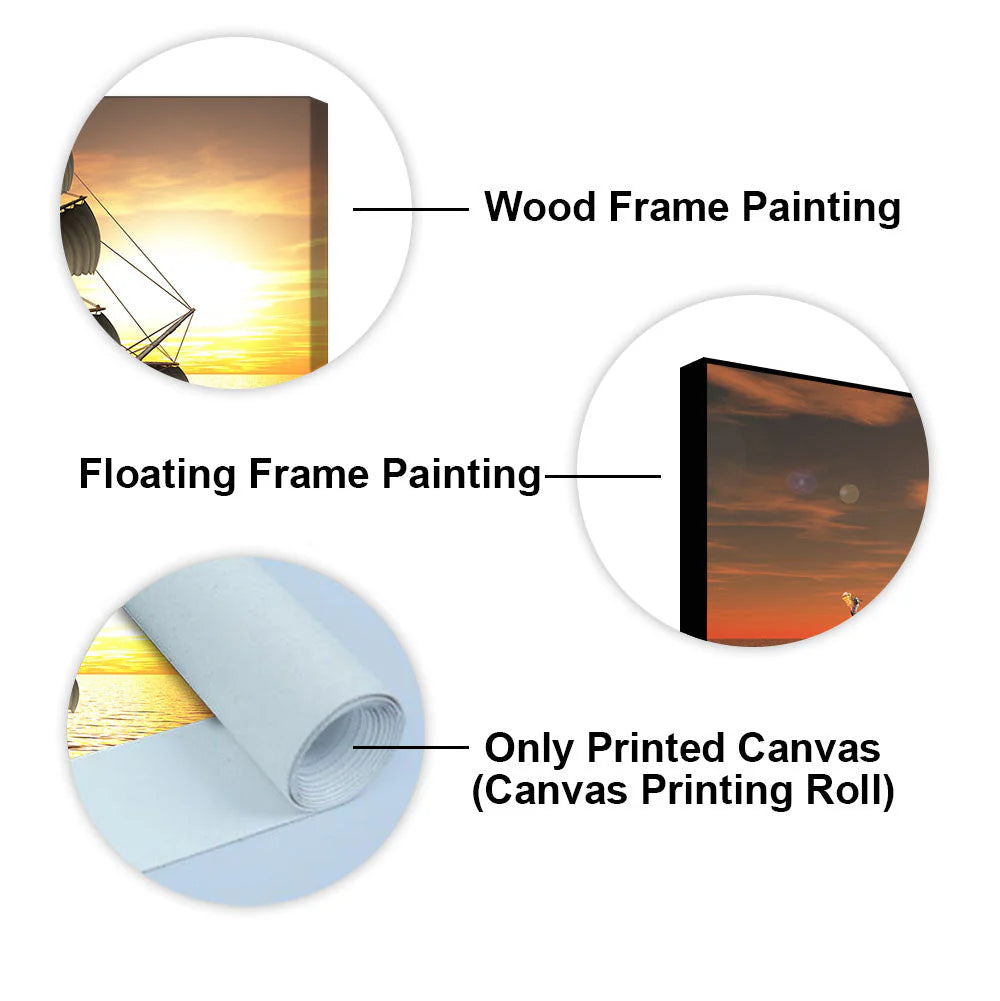 Premium Wall Painting of 3D Sailing Ship in Sunset DECORMANTRA