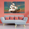 Premium Wall Painting of Ship on the Ocean Five Pieces DECORMANTRA