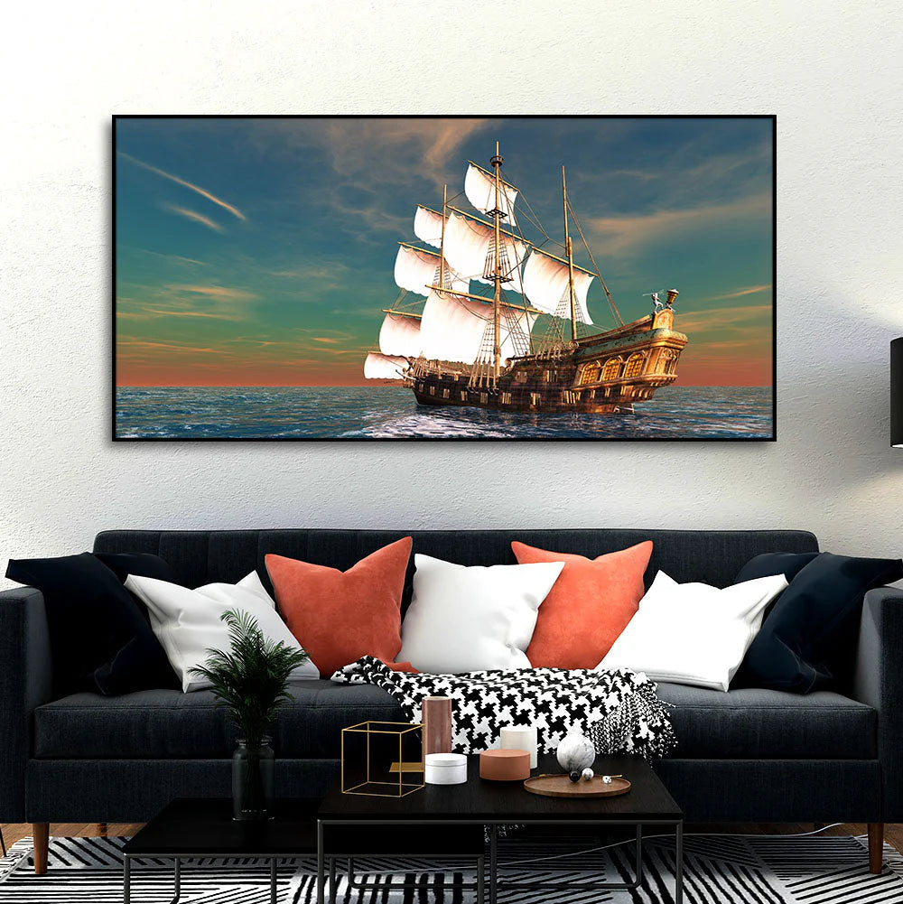 Premium Wall Painting of Ship on the Ocean DECORMANTRA