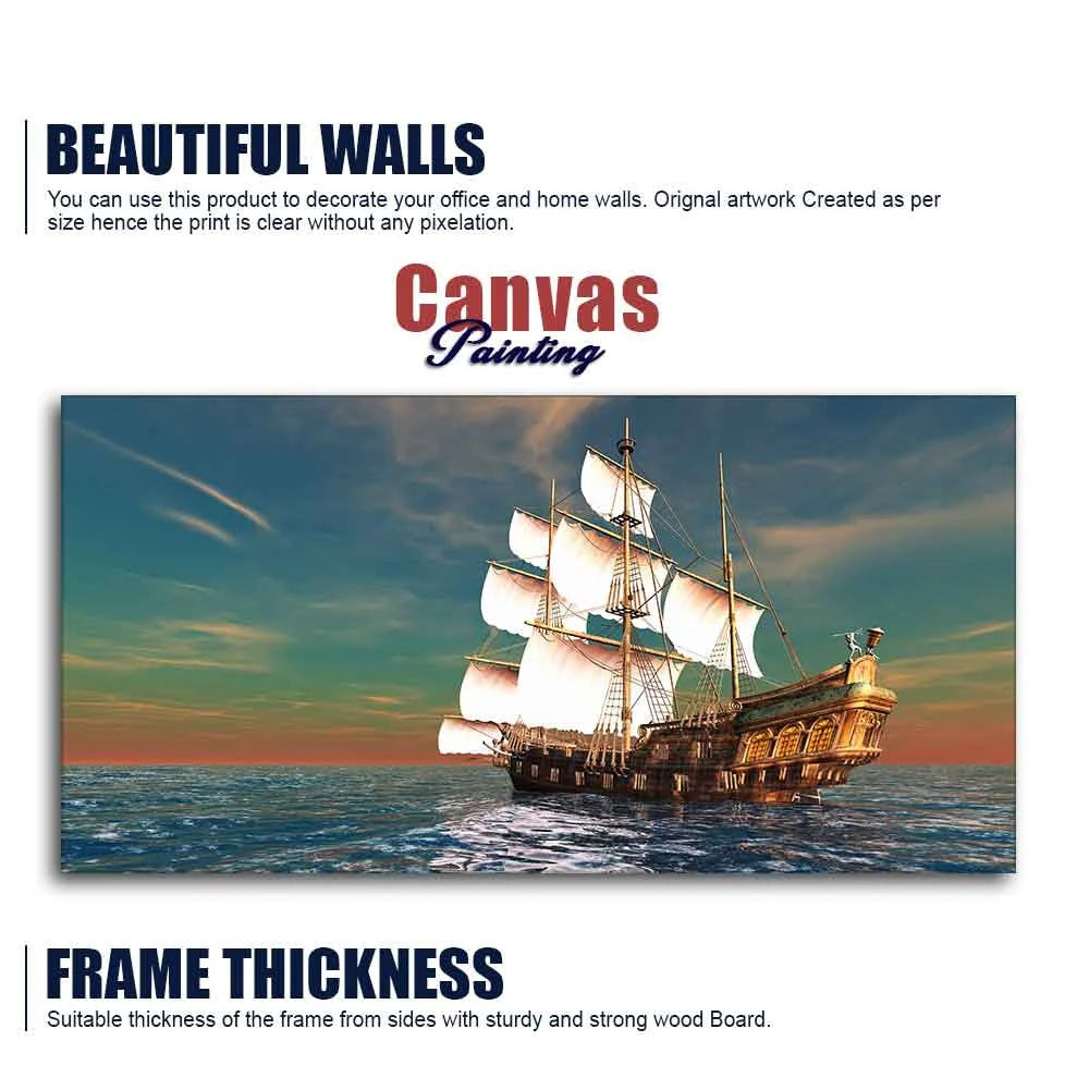 Premium Wall Painting of Ship on the Ocean DECORMANTRA