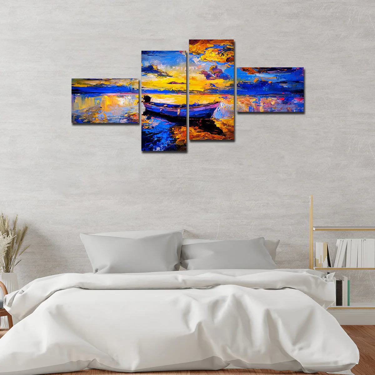 Premium Wall Painting of Sky Sunset and Boat on the Water DECORMANTRA