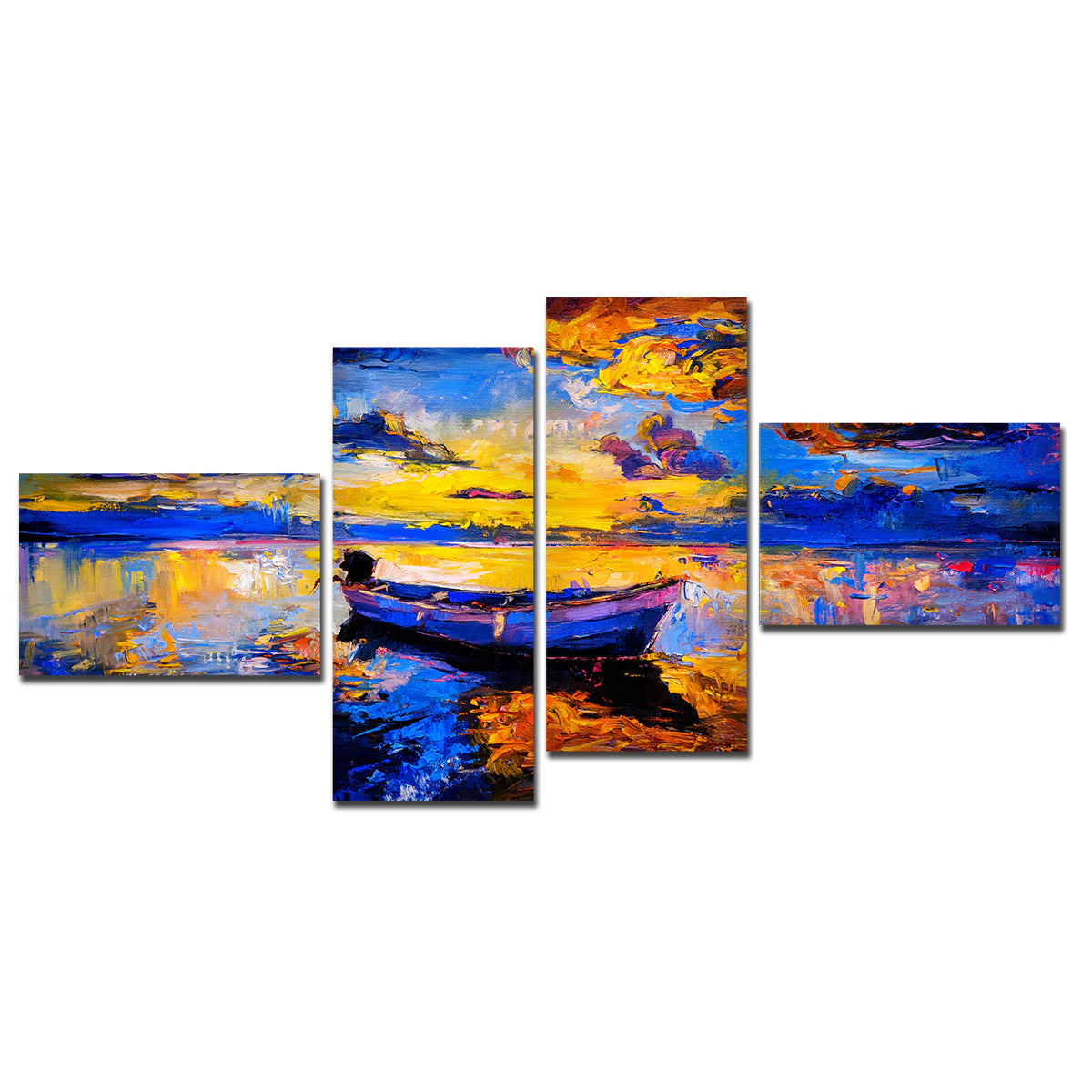 Premium Wall Painting of Sky Sunset and Boat on the Water DECORMANTRA