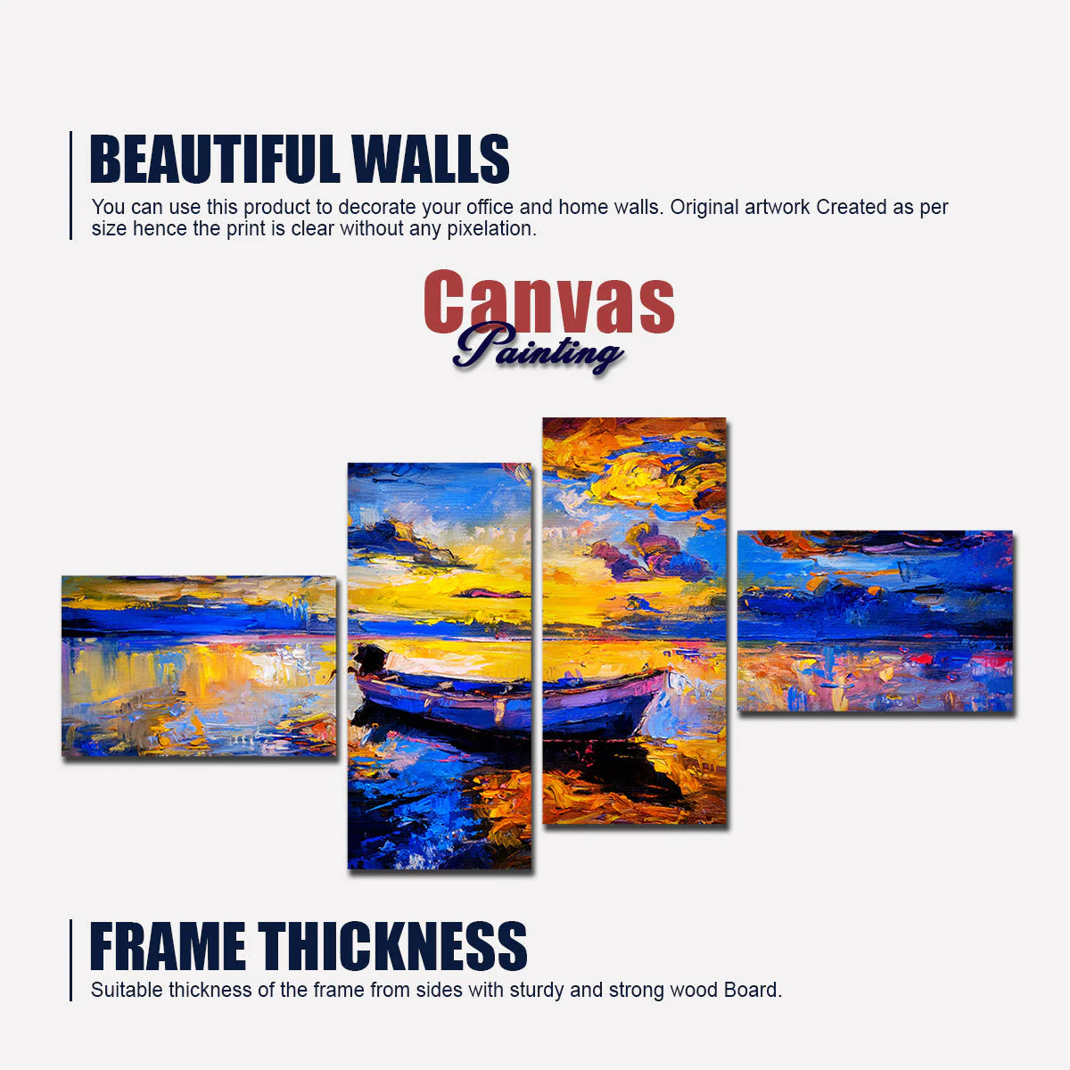 Premium Wall Painting of Sky Sunset and Boat on the Water DECORMANTRA