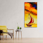 Premium Wall Painting of The Sailing Boat in Sea DECORMANTRA