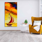 Premium Wall Painting of The Sailing Boat in Sea DECORMANTRA