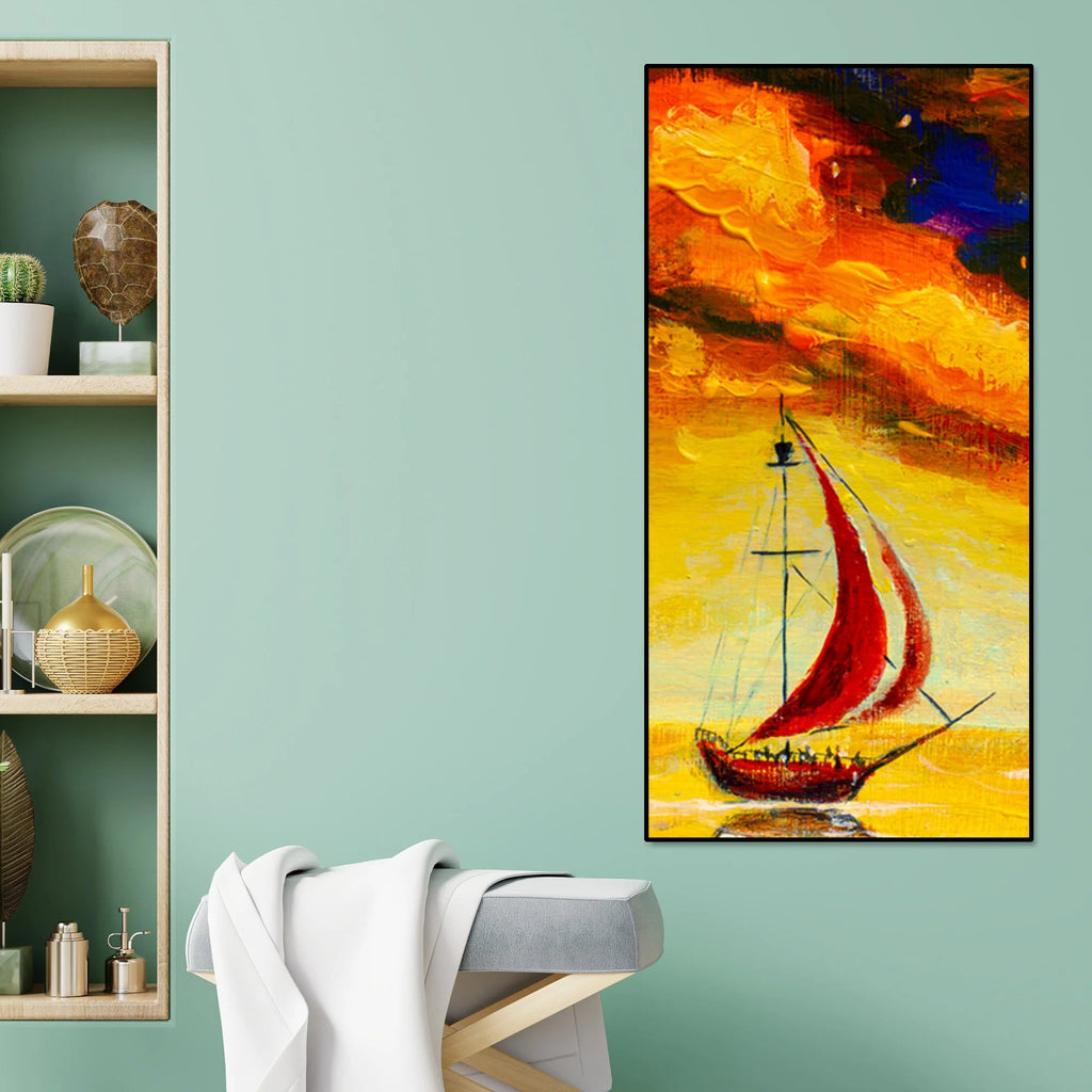 Premium Wall Painting of The Sailing Boat in Sea DECORMANTRA