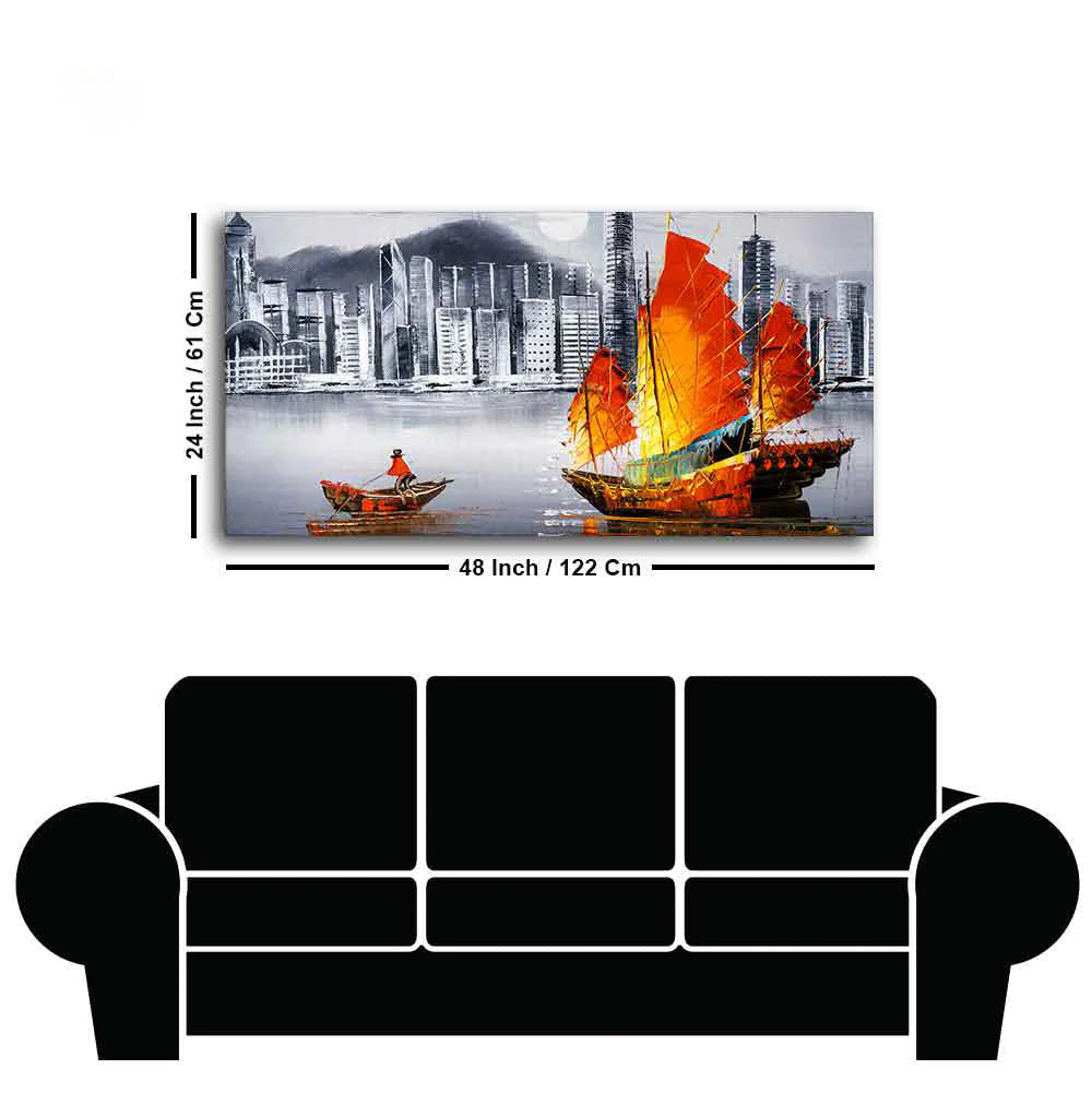 Premium Wall Painting of Victoria Harbor, Hong Kong DECORMANTRA