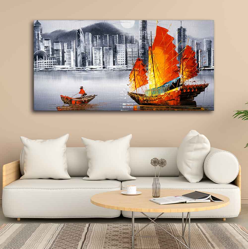 Premium Wall Painting of Victoria Harbor, Hong Kong DECORMANTRA