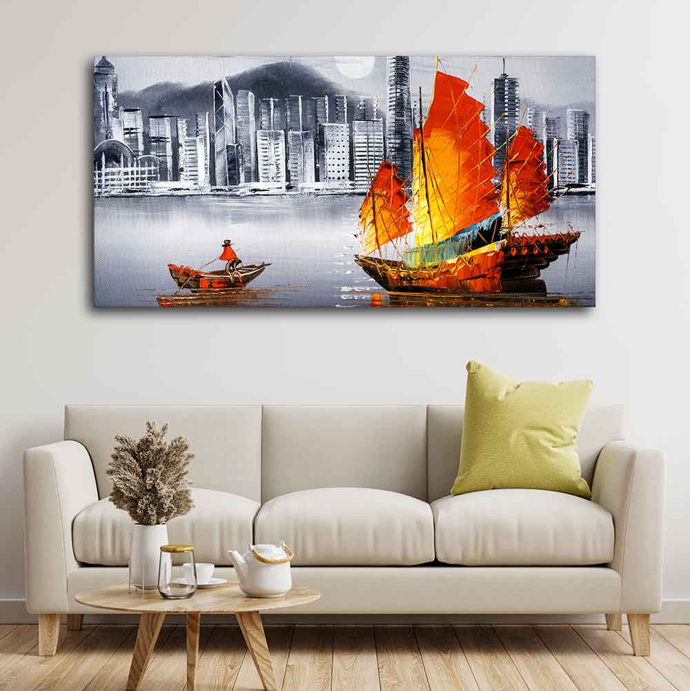 Premium Wall Painting of Victoria Harbor, Hong Kong DECORMANTRA