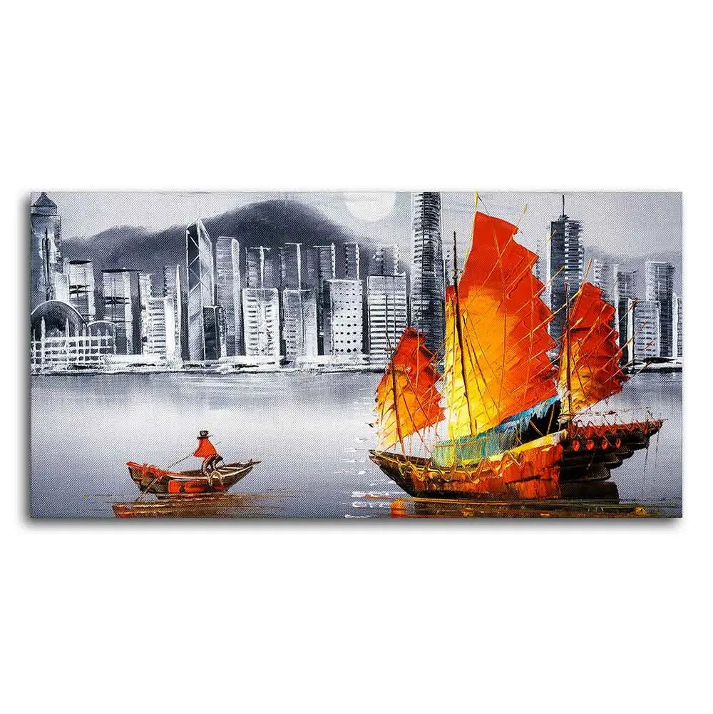 Premium Wall Painting of Victoria Harbor, Hong Kong DECORMANTRA
