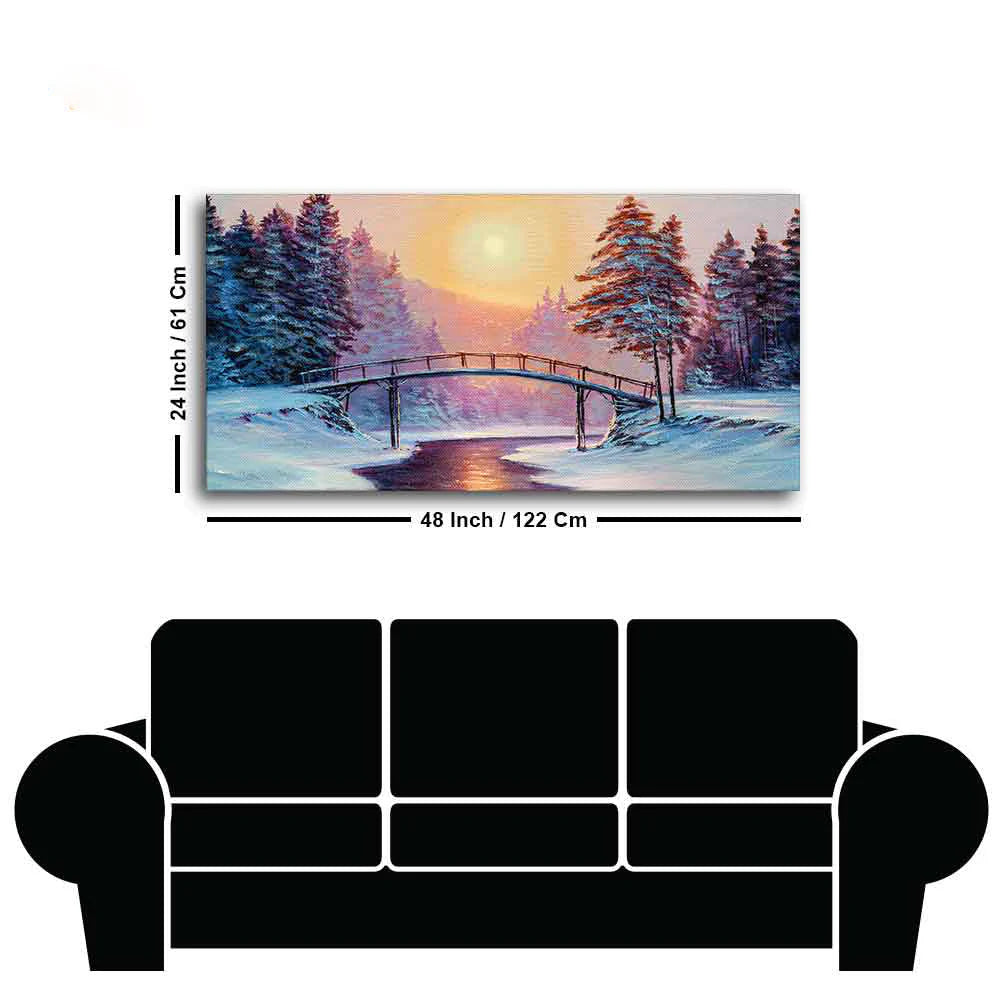 Premium Wall Painting of Winter Landscape with the River DECORMANTRA
