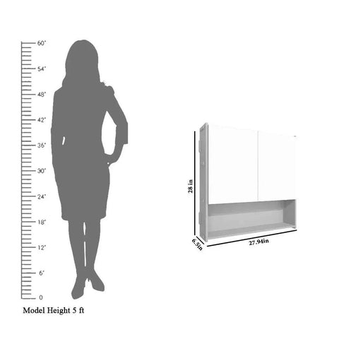 Premium Wooden Bathroom Organizer Cabinet with Mirror & 4 Spacious Shelves with Brown Finish - Decor Mantra 