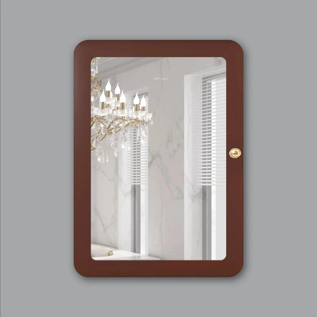 Premium Wooden Brown Bathroom Cabinet with Mirror & 7 Spacious Shelves - Decor Mantra 