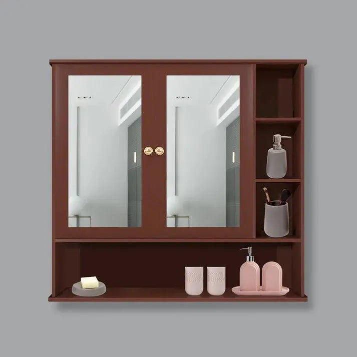 Premium Wooden White Bathroom Cabinet with Mirror & 7 Spacious Shelves - Decor Mantra 