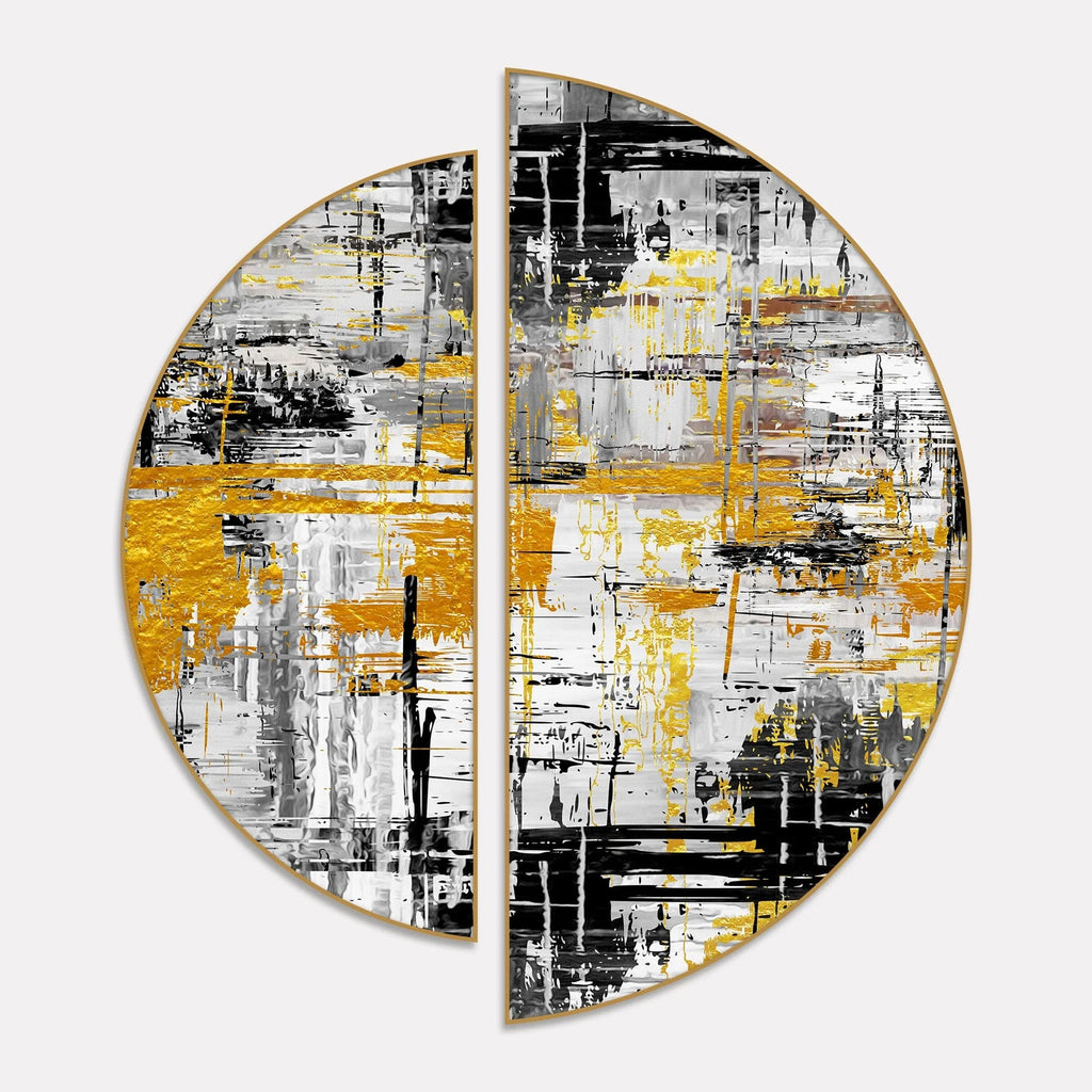 Psychedelic Abstract Art Semi Circle Frames Set Of 2 Decor Mantra