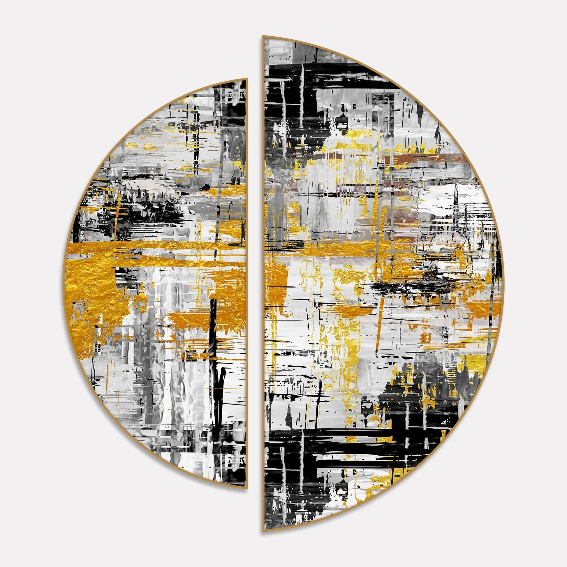 Psychedelic Abstract Art Semi Circle Frames Set Of 2 Decor Mantra