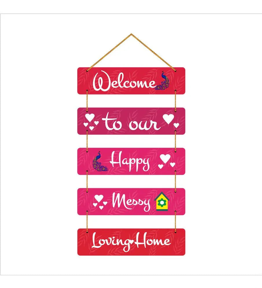 Welcome Home Quote Decorative Wall Art MDF Wooden Wall Hanger for Living Room | Bedroom | Gifts | Decorative Items for Home | Artworks Wall Hangings Ornaments (WH_6201N) (Multi 1) - Decor Mantra 