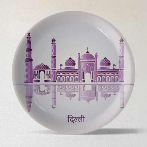 Urban Dreamscapes: Cityscape Delhi Artistry porcelain plate