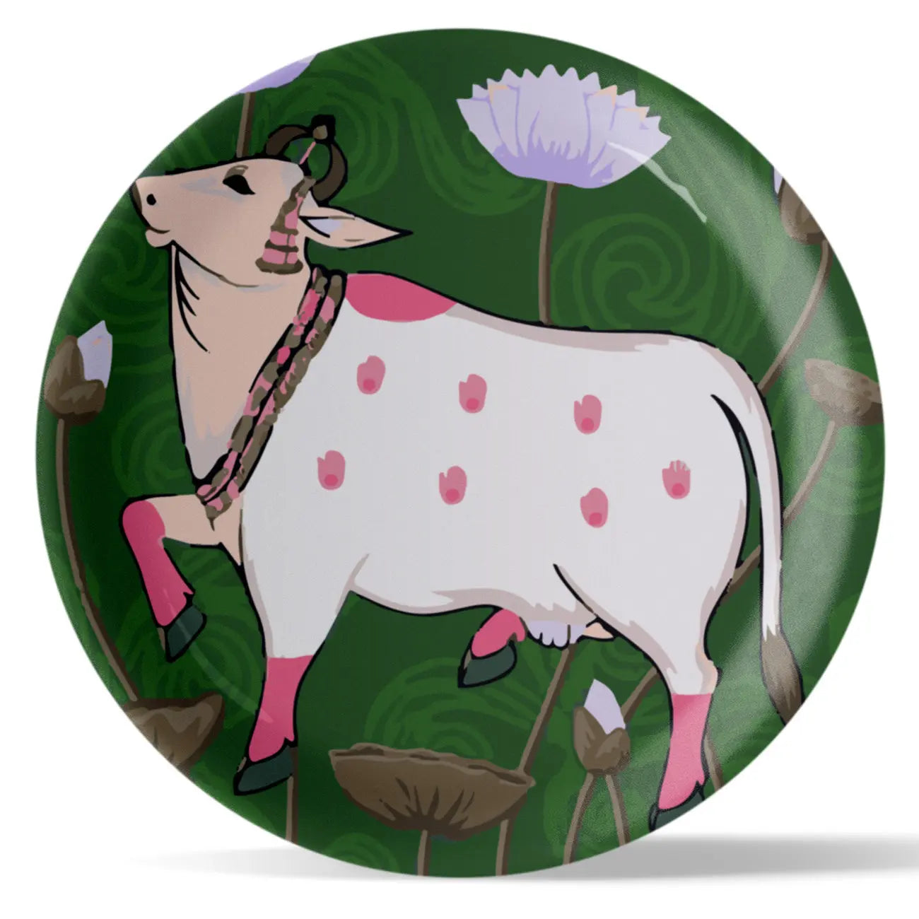 Pichwai Art Print Porcelain Wall Plate - Harshita Craft