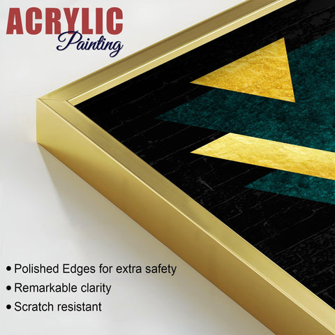 Modern Artistic Geometric Shapes Acrylic Floating Wall Painting Set Of 2 - Decor Mantra 