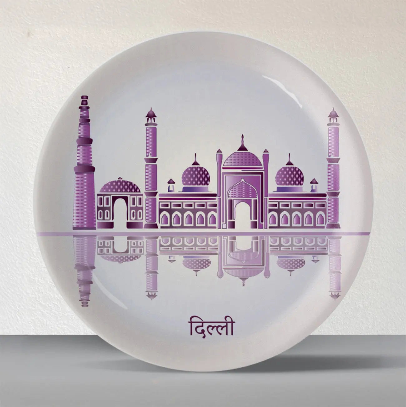 Urban Dreamscapes: Cityscape Delhi Artistry porcelain plate - Harshita Craft