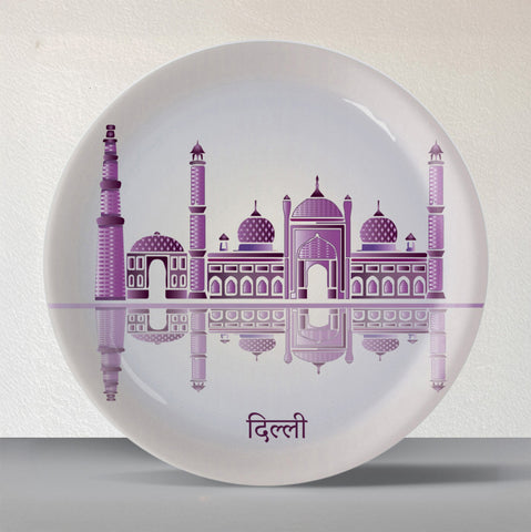 Urban Dreamscapes: Cityscape Delhi Artistry porcelain plate