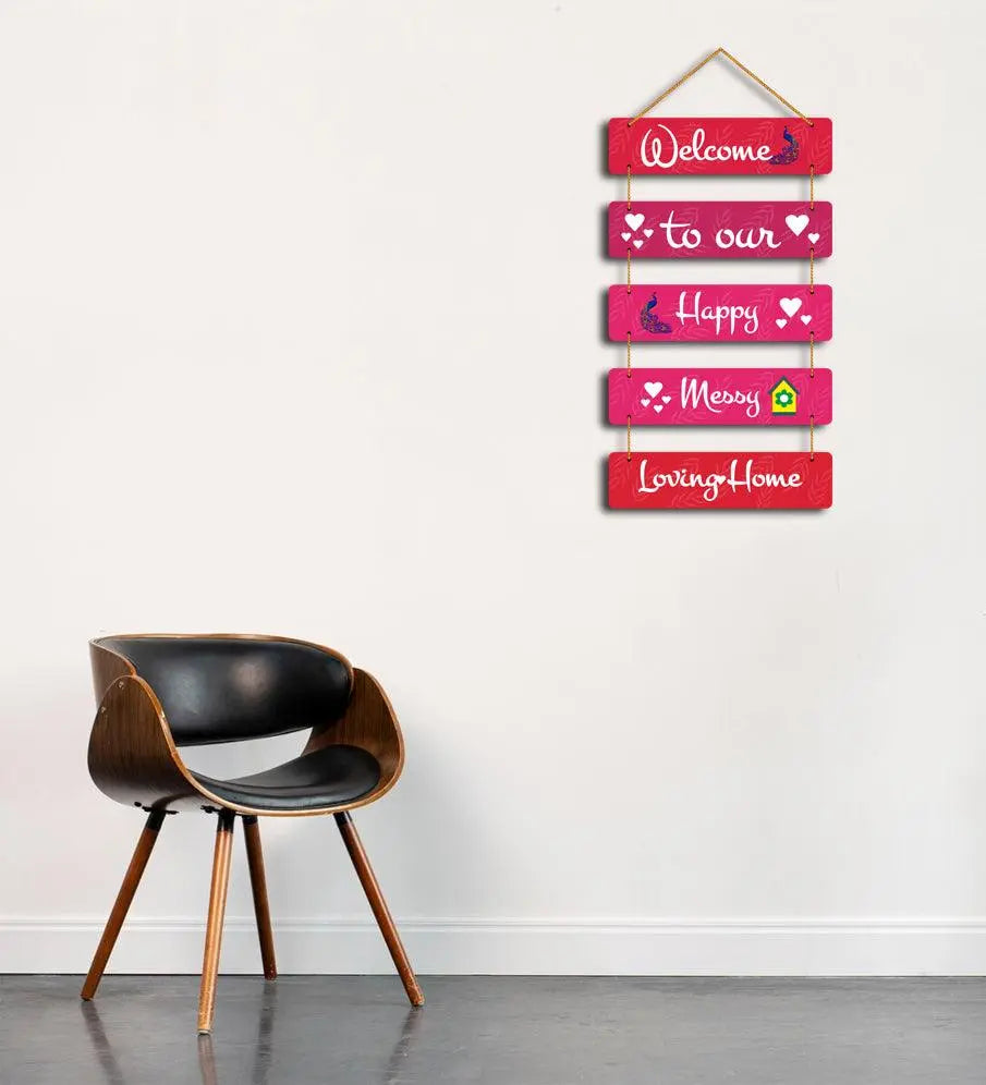 Welcome Home Quote Decorative Wall Art MDF Wooden Wall Hanger for Living Room | Bedroom | Gifts | Decorative Items for Home | Artworks Wall Hangings Ornaments (WH_6201N) (Multi 1) - Decor Mantra 