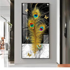 Elegant Krishna Mor Pankh Acrylic Vertical Wall Art - Decor Mantra 