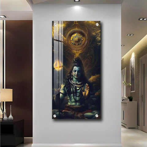 Luxurious Shiv Saadhna Vertical Wall Art in Premium Acrylic - Decor Mantra 