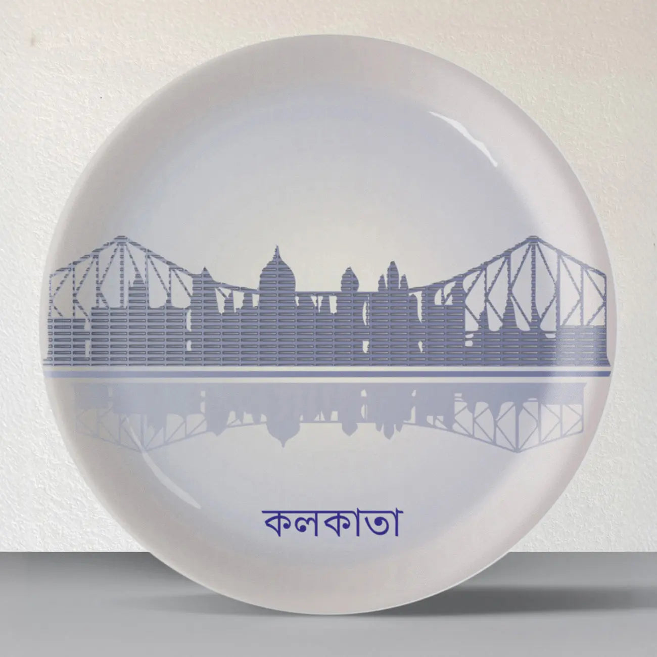 Urban Dreamscapes: Cityscape Kolkata Artistry porcelain plate - Harshita Craft