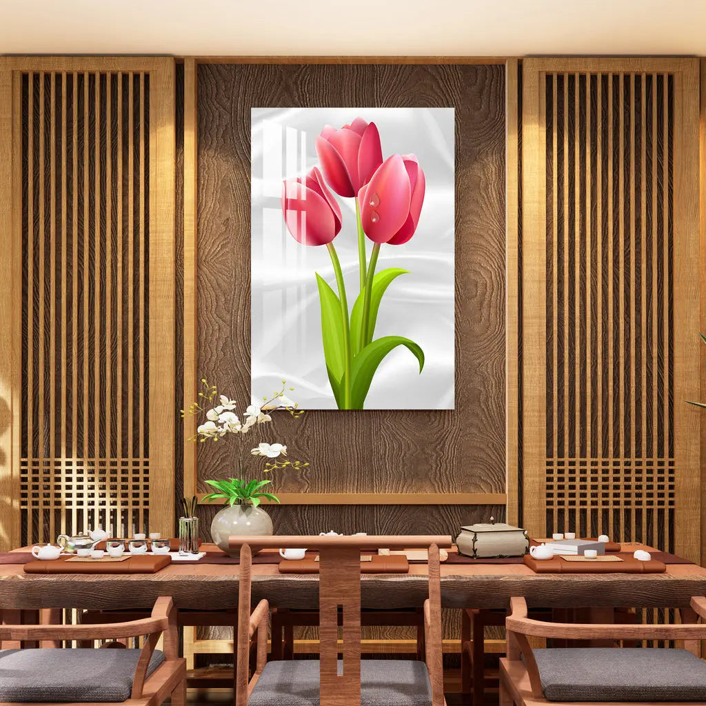 Red Tulips Acrylic Wall Art DECORMANTRA