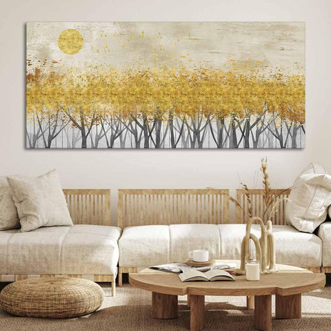 Golden Leaf Trees Canvas Wall Painting - Decor Mantra 
