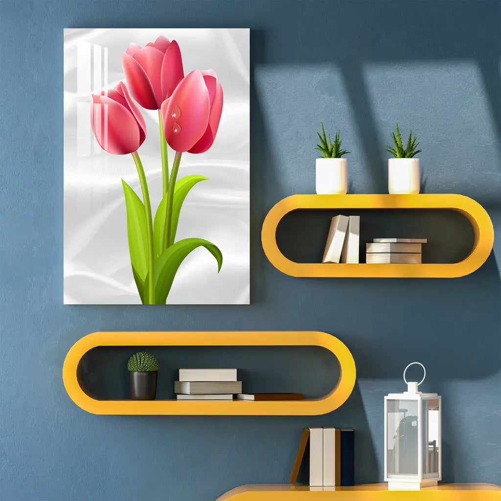 Red Tulips Acrylic Wall Art DECORMANTRA