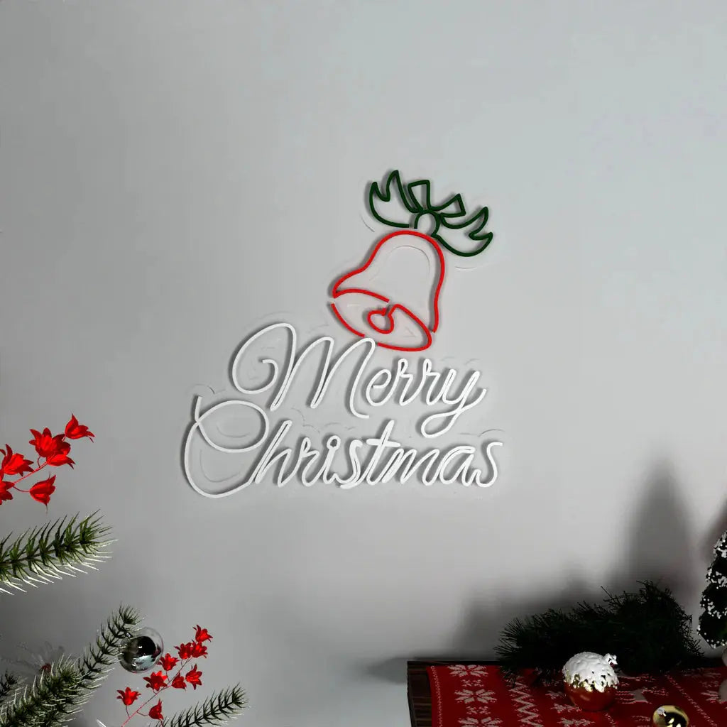 Merry Christmas with Bell LED Neon Light DECORMANTRA