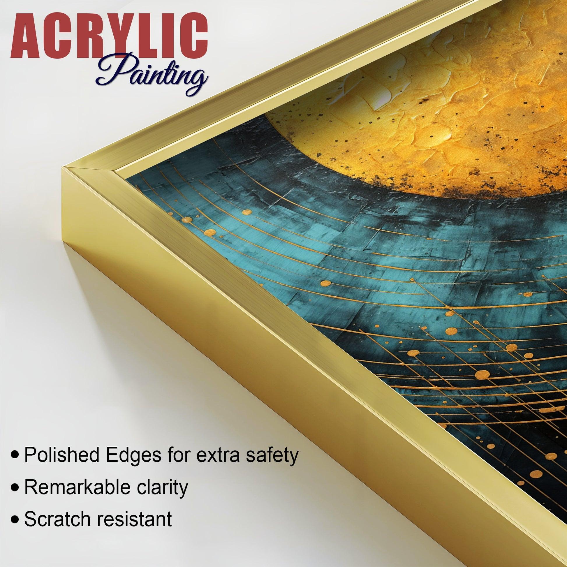 Modern Turquoise Artistic Art Acrylic Floating Wall Painting Set Of 2 - Decor Mantra 