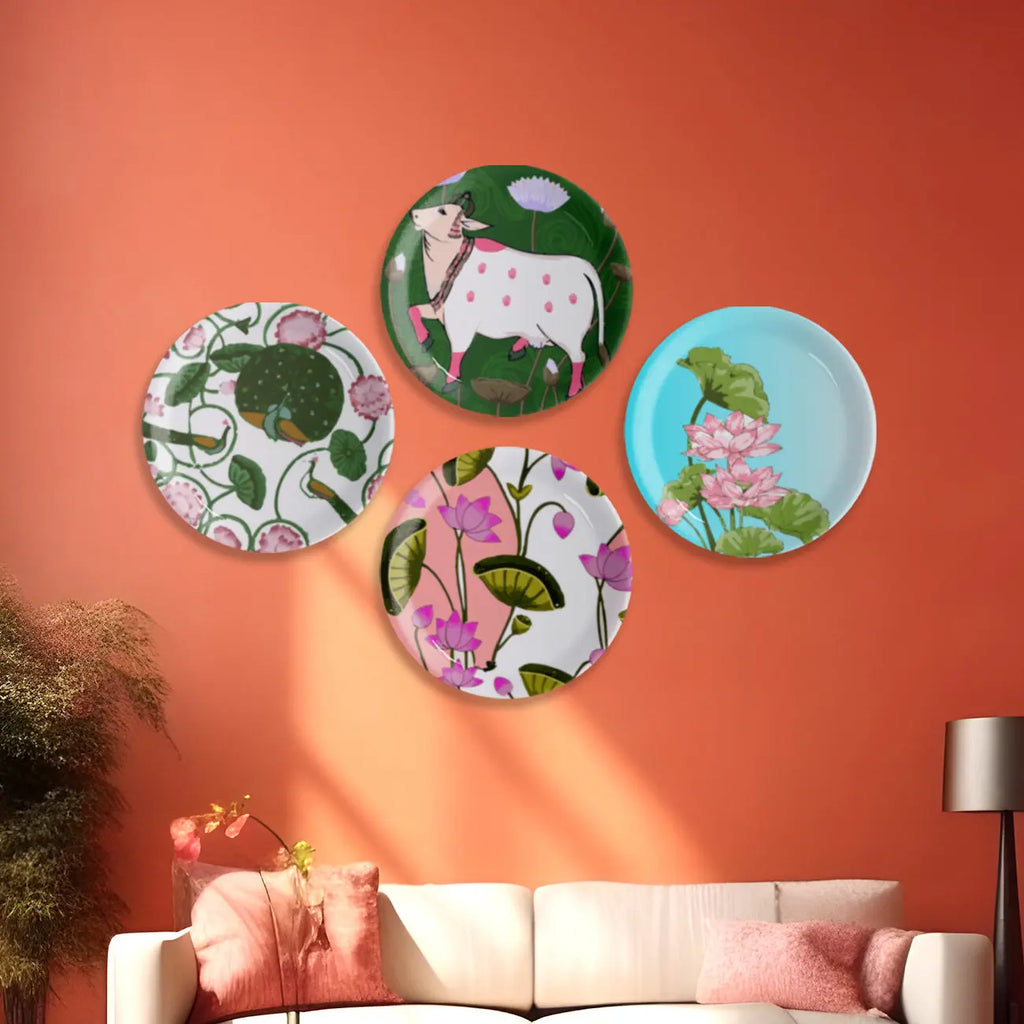 Pichwai Print Porcelain Wall Plate - Harshita Craft