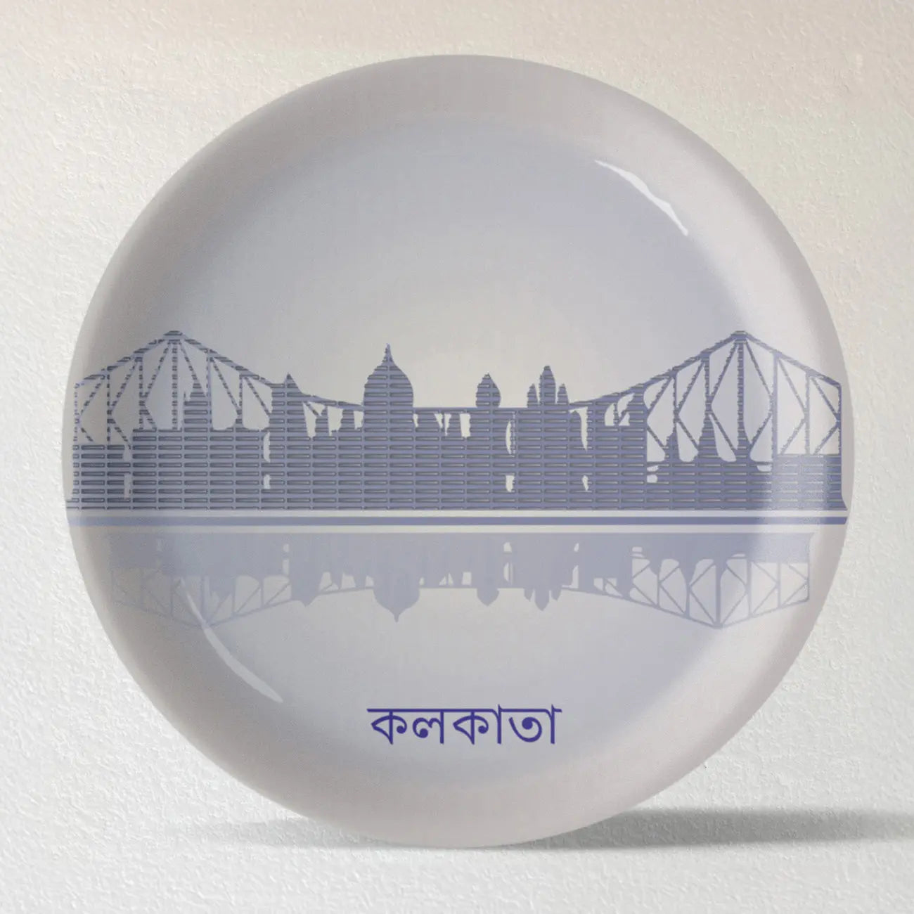 Urban Dreamscapes: Cityscape Kolkata Artistry porcelain plate - Harshita Craft