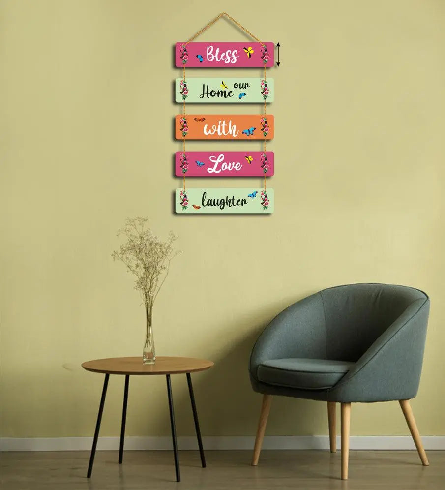 Home Quote Decorative Wall Art Wooden Wall Hanger for Living Room | Bedroom | Gifts | Wall Hangings for Home Decoration | Modern Decor Items | Artworks Art Piece (WH_6604N), Set of 6 - Decor Mantra 
